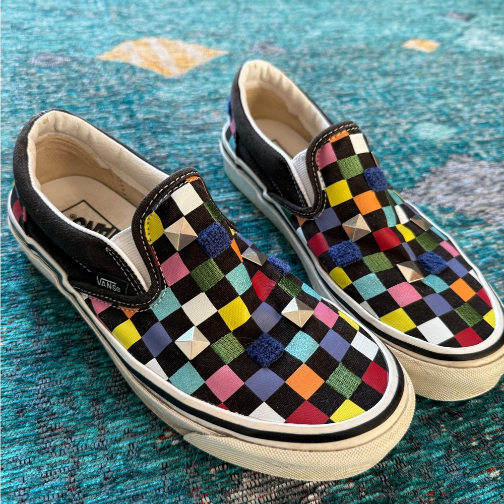 VANS Anaheim Factory 98 DX Colorful Checkerboard Slip-On Shoes